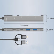 USB / Type-C / 8 Pin to 3.5mm, PD, 2 x USB, Type-C HUB Adapter 5 in 1 Docking Station, 5-in-1 3.5mm