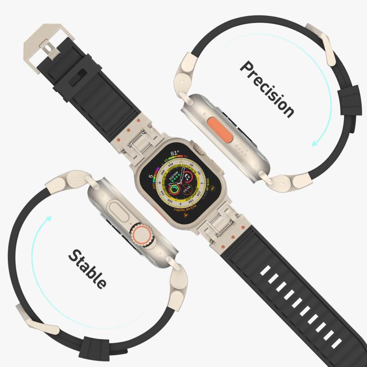 Cinturino per orologio in silicone con texture a strisce Mecha, For Apple Watch 46mm / 49mm / 45mm / 44mm