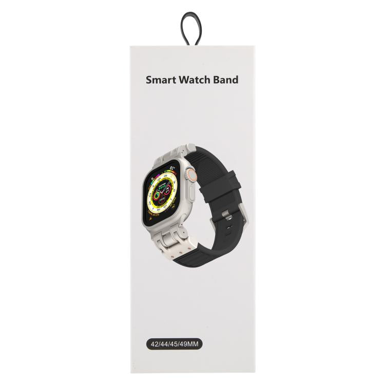 Cinturino per orologio in silicone con texture a strisce Mecha, For Apple Watch 46mm / 49mm / 45mm / 44mm