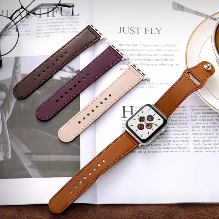 Cinturino per orologio xDfind con fibbia a rivetto in vera pelle, For Apple Watch 38 / 40 / 41 / S10 42mm