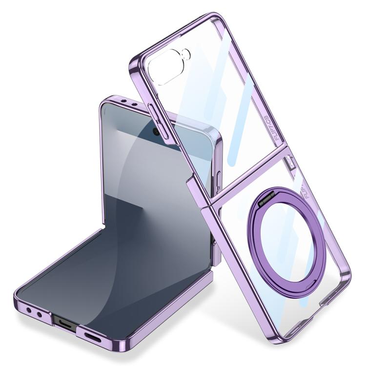 Custodia per telefono GKK con galvanizzazione integrata e copertura completa, dotata di supporto magnetico girevole., For Galaxy Z Flip8 5G, For Samsung Galaxy Z Flip7 5G