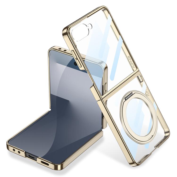 Custodia per telefono GKK con galvanizzazione integrata e copertura completa, dotata di supporto magnetico girevole., For Galaxy Z Flip8 5G, For Samsung Galaxy Z Flip7 5G