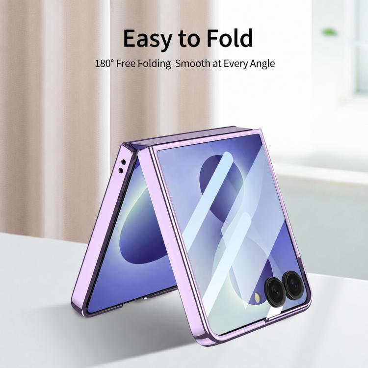 Custodia per telefono GKK con galvanizzazione integrata e copertura completa, dotata di supporto magnetico girevole., For Galaxy Z Flip8 5G, For Samsung Galaxy Z Flip7 5G