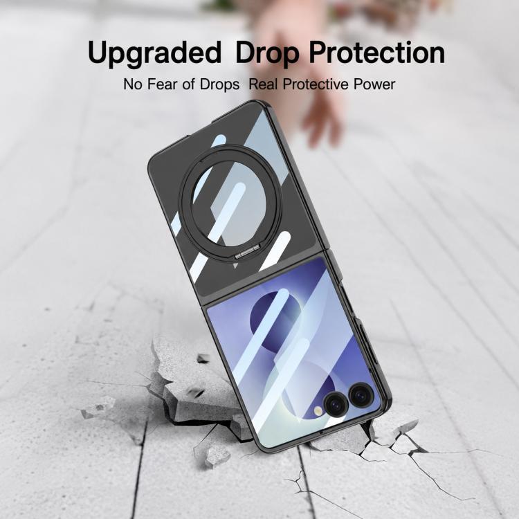 Custodia per telefono GKK con galvanizzazione integrata e copertura completa, dotata di supporto magnetico girevole., For Galaxy Z Flip8 5G, For Samsung Galaxy Z Flip7 5G