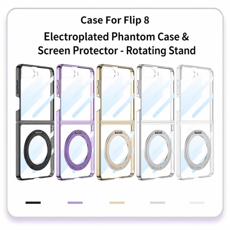 Custodia per telefono GKK con galvanizzazione integrata e copertura completa, dotata di supporto magnetico girevole., For Galaxy Z Flip8 5G, For Samsung Galaxy Z Flip7 5G