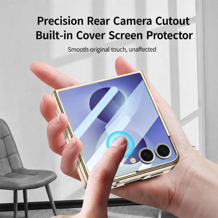 Custodia per telefono GKK con galvanizzazione integrata e copertura completa, dotata di supporto magnetico girevole., For Galaxy Z Flip8 5G, For Samsung Galaxy Z Flip7 5G