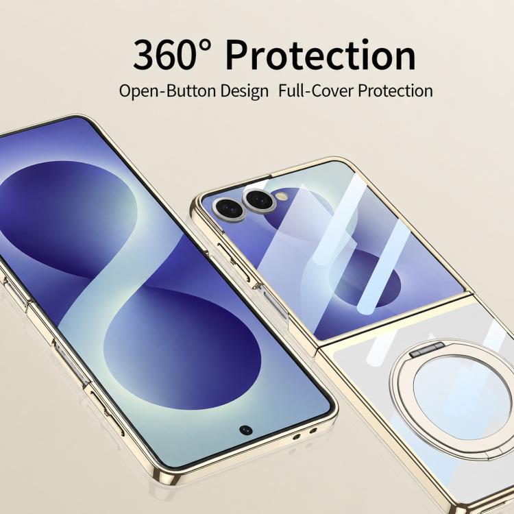 Custodia per telefono GKK con galvanizzazione integrata e copertura completa, dotata di supporto magnetico girevole., For Galaxy Z Flip8 5G, For Samsung Galaxy Z Flip7 5G