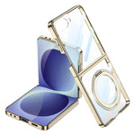 Custodia per telefono GKK con galvanizzazione integrata e copertura completa, dotata di supporto magnetico girevole., For Galaxy Z Flip8 5G, For Samsung Galaxy Z Flip7 5G