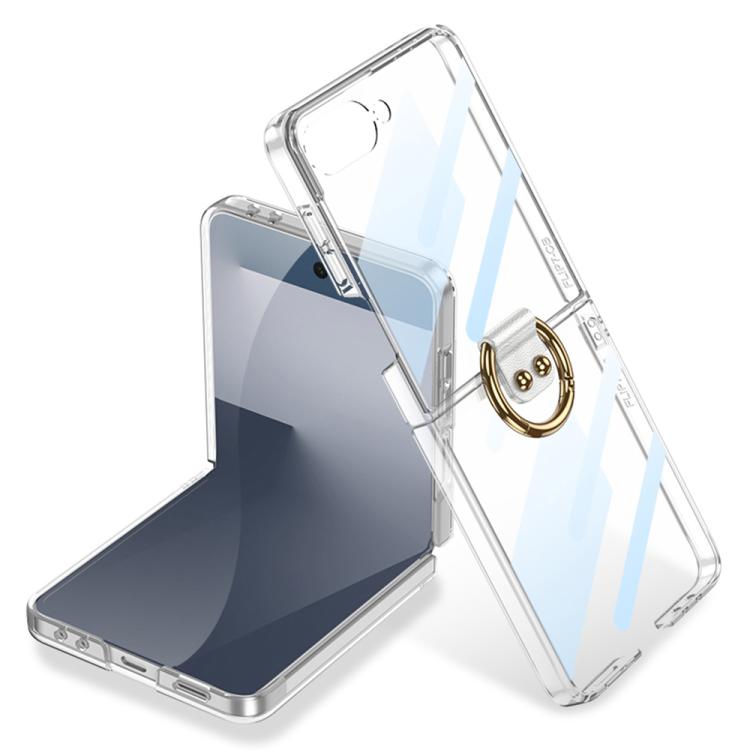 Custodia per telefono GKK con anello e finitura metallizzata integrata, copertura completa Phantom., For Galaxy Z Flip8 5G, For Samsung Galaxy Z Flip7 5G