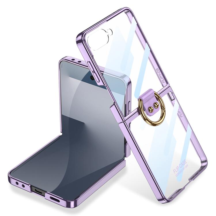 Custodia per telefono GKK con anello e finitura metallizzata integrata, copertura completa Phantom., For Galaxy Z Flip8 5G, For Samsung Galaxy Z Flip7 5G