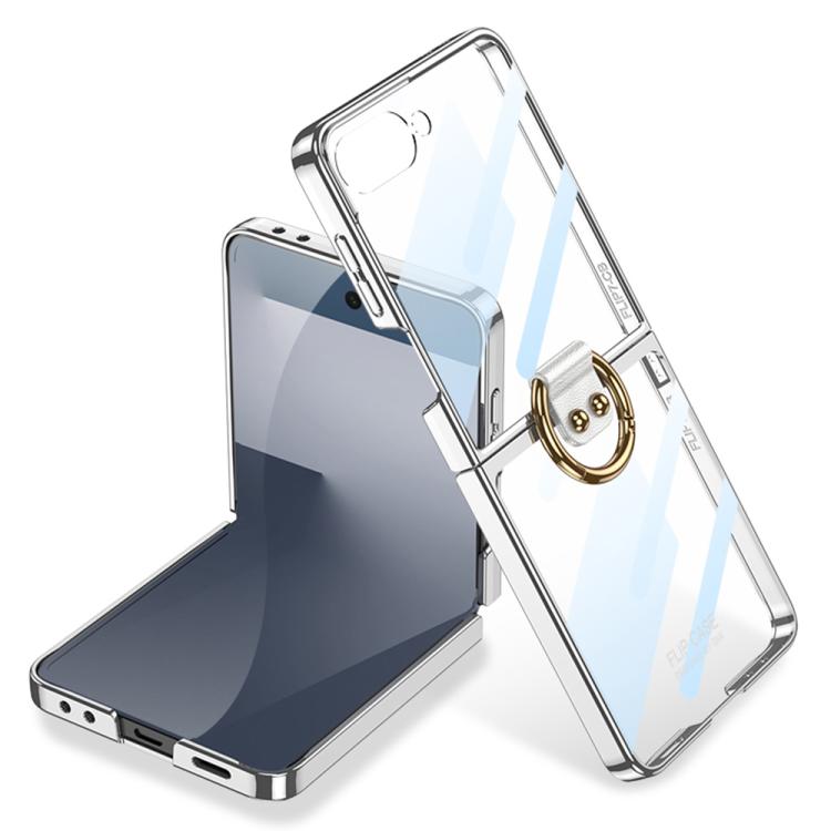Custodia per telefono GKK con anello e finitura metallizzata integrata, copertura completa Phantom., For Galaxy Z Flip8 5G, For Samsung Galaxy Z Flip7 5G