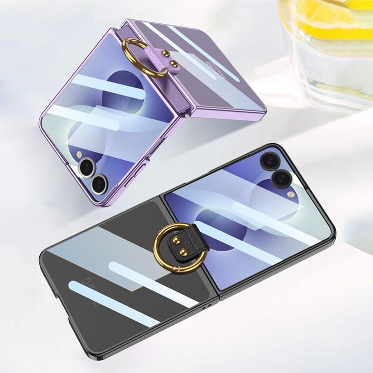 Custodia per telefono GKK con anello e finitura metallizzata integrata, copertura completa Phantom., For Galaxy Z Flip8 5G, For Samsung Galaxy Z Flip7 5G