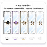Custodia per telefono GKK con anello e finitura metallizzata integrata, copertura completa Phantom., For Galaxy Z Flip8 5G, For Samsung Galaxy Z Flip7 5G