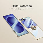 Custodia per telefono GKK con anello e finitura metallizzata integrata, copertura completa Phantom., For Galaxy Z Flip8 5G, For Samsung Galaxy Z Flip7 5G