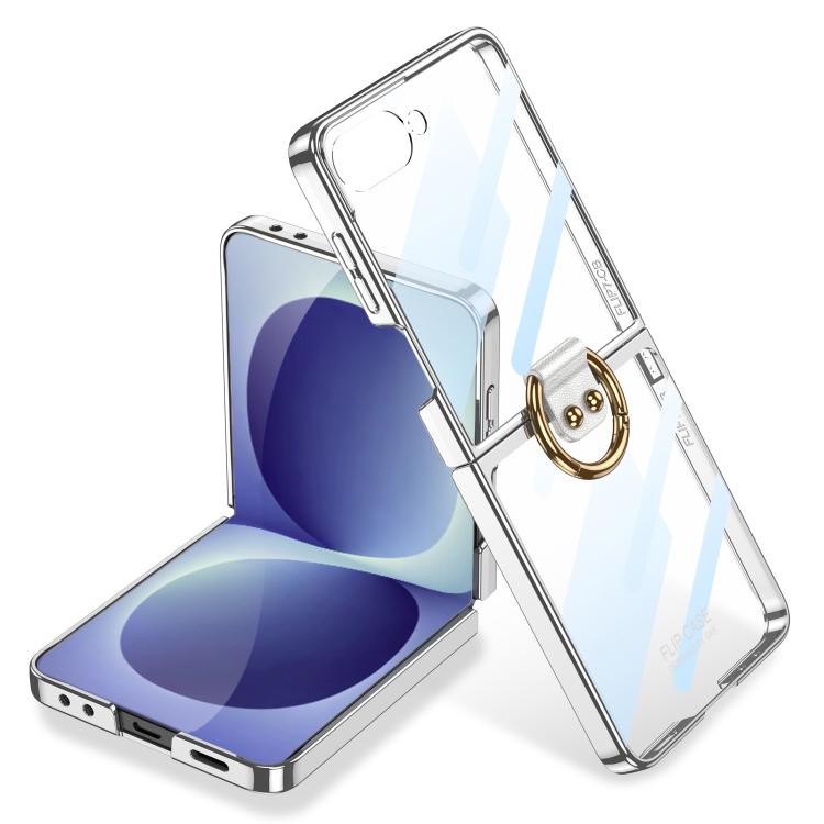Custodia per telefono GKK con anello e finitura metallizzata integrata, copertura completa Phantom., For Galaxy Z Flip8 5G, For Samsung Galaxy Z Flip7 5G