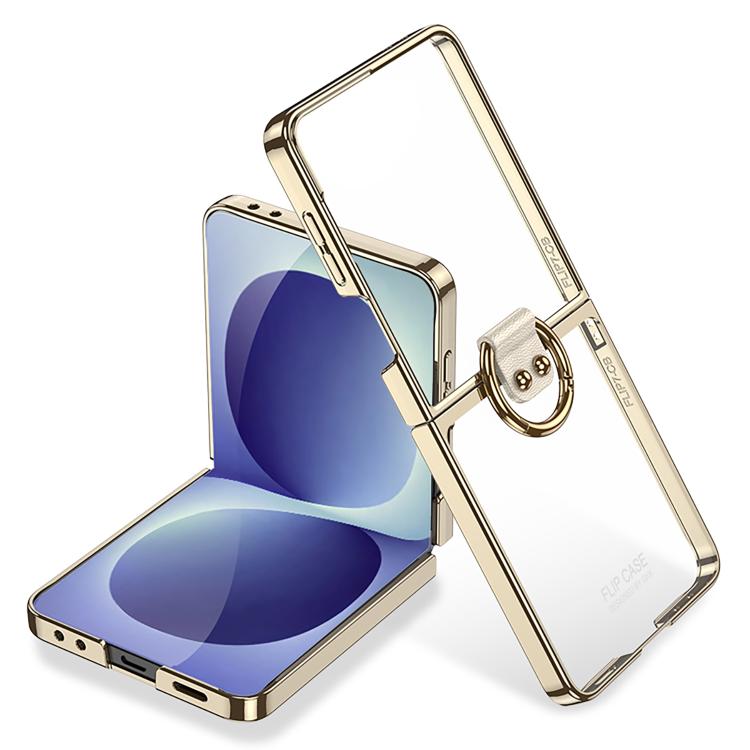 Custodia per telefono GKK con anello e finitura metallizzata integrata, copertura completa Phantom., For Galaxy Z Flip8 5G, For Samsung Galaxy Z Flip7 5G