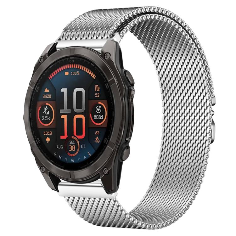 Cinturino per orologio in acciaio inossidabile con fibbia milanese a paracadute xDfind, For Garmin Fenix 8/7X/6X/5X 26mm