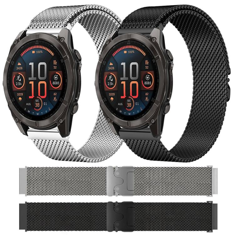 Cinturino per orologio in acciaio inossidabile con fibbia milanese a paracadute xDfind, For Garmin Fenix 8/7X/6X/5X 26mm