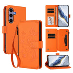 Portafoglio multi-carta con cerniera e motivo farfalla, amore e fiore, custodia per telefono in pelle, For Galaxy S24 / S25 5G, For Galaxy S24+ / S25+ 5G, For Galaxy S25 Ultra 5G