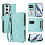 Portafoglio multi-carta con cerniera e motivo farfalla, amore e fiore, custodia per telefono in pelle, For Galaxy S24 FE 5G, For Galaxy S24 Ultra 5G, For Galaxy S23 FE 5G
