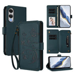 Portafoglio multi-carta con cerniera e motivo farfalla, amore e fiore, custodia per telefono in pelle, For Galaxy S26 Ultra 5G, For Galaxy S26 5G, For Galaxy S25 Edge 5G