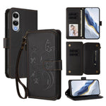 Portafoglio multi-carta con cerniera e motivo farfalla, amore e fiore, custodia per telefono in pelle, For Galaxy S26 Ultra 5G, For Galaxy S26 5G, For Galaxy S25 Edge 5G
