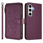 Portafoglio multi-carta con cerniera e motivo farfalla, amore e fiore, custodia per telefono in pelle, For Galaxy S24 FE 5G, For Galaxy S24 Ultra 5G, For Galaxy S23 FE 5G