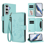 Portafoglio multi-carta con cerniera e motivo farfalla, amore e fiore, custodia per telefono in pelle, For Galaxy S24 FE 5G, For Galaxy S24 Ultra 5G, For Galaxy S23 FE 5G