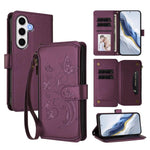 Portafoglio multi-carta con cerniera e motivo farfalla, amore e fiore, custodia per telefono in pelle, For Galaxy S24 FE 5G, For Galaxy S24 Ultra 5G, For Galaxy S23 FE 5G