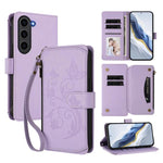 Portafoglio multi-carta con cerniera e motivo farfalla, amore e fiore, custodia per telefono in pelle, For Galaxy S23 Ultra 5G, For Galaxy S23+ 5G, For Galaxy S23 5G
