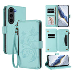 Portafoglio multi-carta con cerniera e motivo farfalla, amore e fiore, custodia per telefono in pelle, For Galaxy S23 Ultra 5G, For Galaxy S23+ 5G, For Galaxy S23 5G