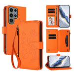 Portafoglio multi-carta con cerniera e motivo farfalla, amore e fiore, custodia per telefono in pelle, For Galaxy S23 Ultra 5G, For Galaxy S23+ 5G, For Galaxy S23 5G
