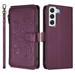 Portafoglio multi-carta con cerniera e motivo farfalla, amore e fiore, custodia per telefono in pelle, For Galaxy S22 5G, For Galaxy S21 FE 5G, For Galaxy S21 5G