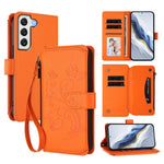 Portafoglio multi-carta con cerniera e motivo farfalla, amore e fiore, custodia per telefono in pelle, For Galaxy S22 5G, For Galaxy S21 FE 5G, For Galaxy S21 5G