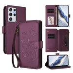 Portafoglio multi-carta con cerniera e motivo farfalla, amore e fiore, custodia per telefono in pelle, For Galaxy S21+ 5G, For Galaxy S21 Ultra 5G, For Galaxy Note20 Ultra