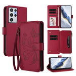 Portafoglio multi-carta con cerniera e motivo farfalla, amore e fiore, custodia per telefono in pelle, For Galaxy S21+ 5G, For Galaxy S21 Ultra 5G, For Galaxy Note20 Ultra