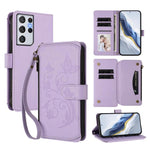Portafoglio multi-carta con cerniera e motivo farfalla, amore e fiore, custodia per telefono in pelle, For Galaxy S21+ 5G, For Galaxy S21 Ultra 5G, For Galaxy Note20 Ultra