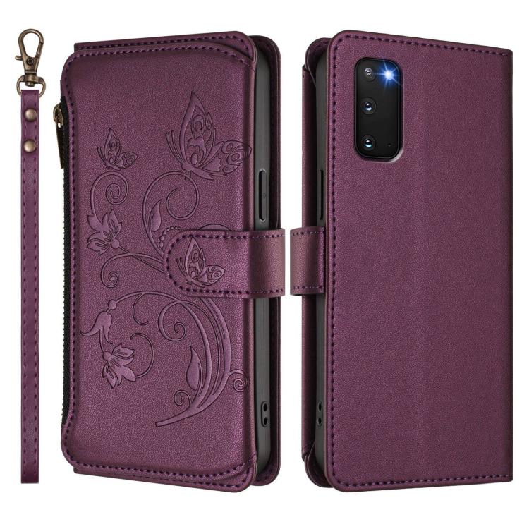 Portafoglio multi-carta con cerniera e motivo farfalla, amore e fiore, custodia per telefono in pelle, For Galaxy S20 FE, For Galaxy S22 Ultra 5G, For Galaxy S22+ 5G