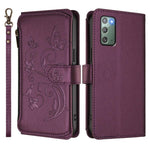 Portafoglio multi-carta con cerniera e motivo farfalla, amore e fiore, custodia per telefono in pelle, For Galaxy Note20, For Galaxy S20 Ultra, For Galaxy S20