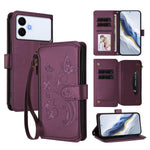 Portafoglio multi-carta con cerniera e motivo farfalla, amore e fiore, custodia per telefono in pelle, For Galaxy S26 FE 5G, For Galaxy S26+ 5G, For Galaxy S26 Edge 5G