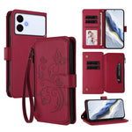 Portafoglio multi-carta con cerniera e motivo farfalla, amore e fiore, custodia per telefono in pelle, For Galaxy S26 FE 5G, For Galaxy S26+ 5G, For Galaxy S26 Edge 5G