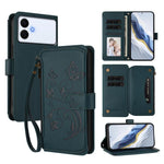 Portafoglio multi-carta con cerniera e motivo farfalla, amore e fiore, custodia per telefono in pelle, For Galaxy S26 FE 5G, For Galaxy S26+ 5G, For Galaxy S26 Edge 5G