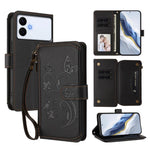 Portafoglio multi-carta con cerniera e motivo farfalla, amore e fiore, custodia per telefono in pelle, For Galaxy S26 FE 5G, For Galaxy S26+ 5G, For Galaxy S26 Edge 5G