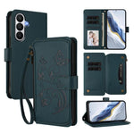 Portafoglio multi-carta con cerniera e motivo farfalla, amore e fiore, custodia per telefono in pelle, For Galaxy S26 Ultra 5G, For Galaxy S26 5G, For Galaxy S25 Edge 5G
