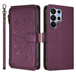Portafoglio multi-carta con cerniera e motivo farfalla, amore e fiore, custodia per telefono in pelle, For Galaxy S26 Ultra 5G, For Galaxy S26 5G, For Galaxy S25 Edge 5G