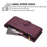 Portafoglio multi-carta con cerniera e motivo farfalla, amore e fiore, custodia per telefono in pelle, For Galaxy S26 Ultra 5G, For Galaxy S26 5G, For Galaxy S25 Edge 5G