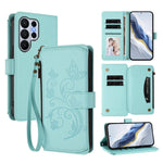 Portafoglio multi-carta con cerniera e motivo farfalla, amore e fiore, custodia per telefono in pelle, For Galaxy S26 Ultra 5G, For Galaxy S26 5G, For Galaxy S25 Edge 5G