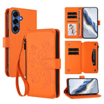 Portafoglio multi-carta con cerniera e motivo farfalla, amore e fiore, custodia per telefono in pelle, For Galaxy S26 FE 5G, For Galaxy S26+ 5G, For Galaxy S26 Edge 5G