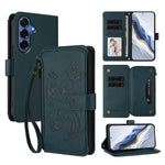 Portafoglio multi-carta con cerniera e motivo farfalla, amore e fiore, custodia per telefono in pelle, For Galaxy S26 FE 5G, For Galaxy S26+ 5G, For Galaxy S26 Edge 5G