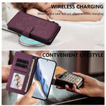 Portafoglio multi-carta con cerniera e motivo farfalla, amore e fiore, custodia per telefono in pelle, For Galaxy S26 FE 5G, For Galaxy S26+ 5G, For Galaxy S26 Edge 5G
